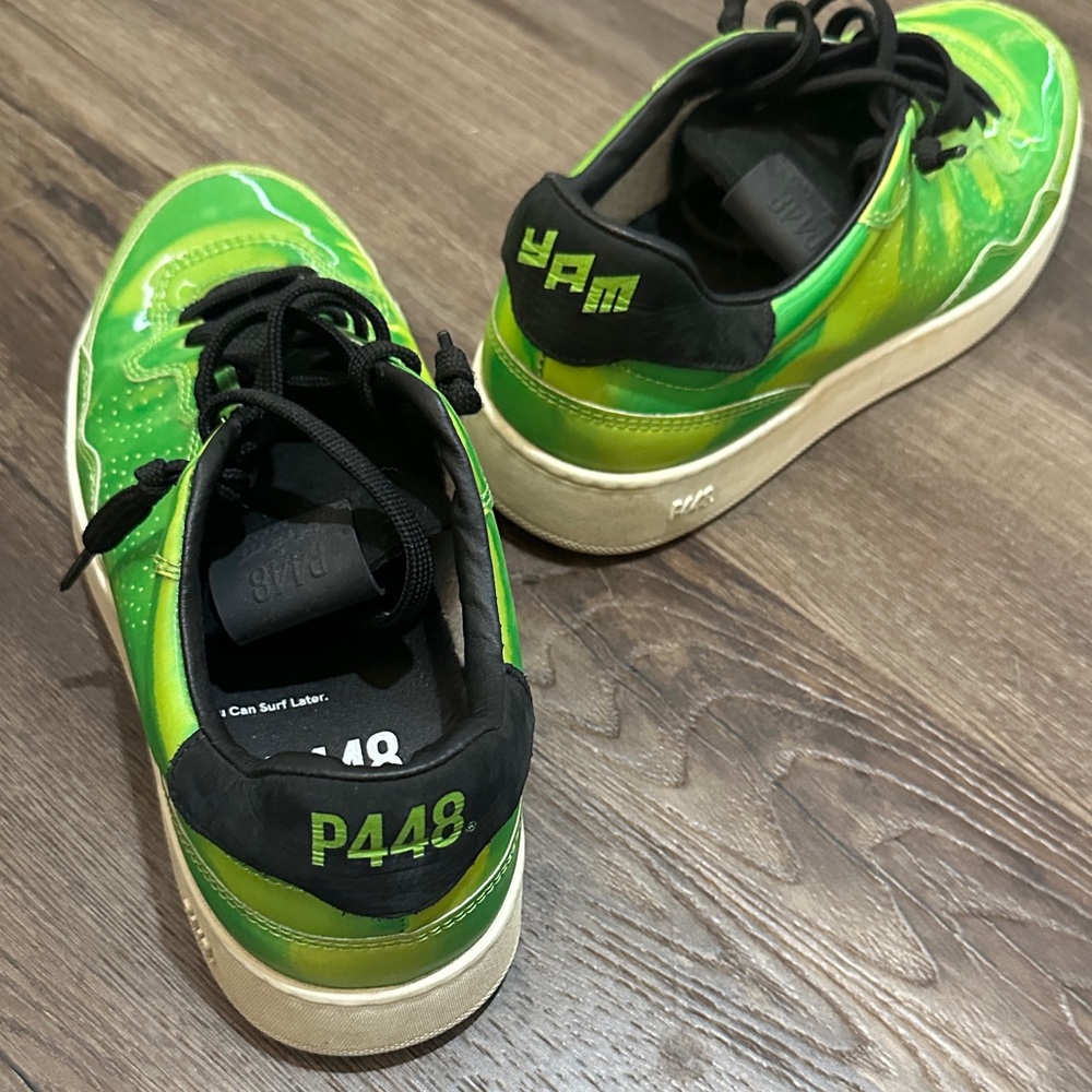 P448 Neon Green and Black Women's Sneakers